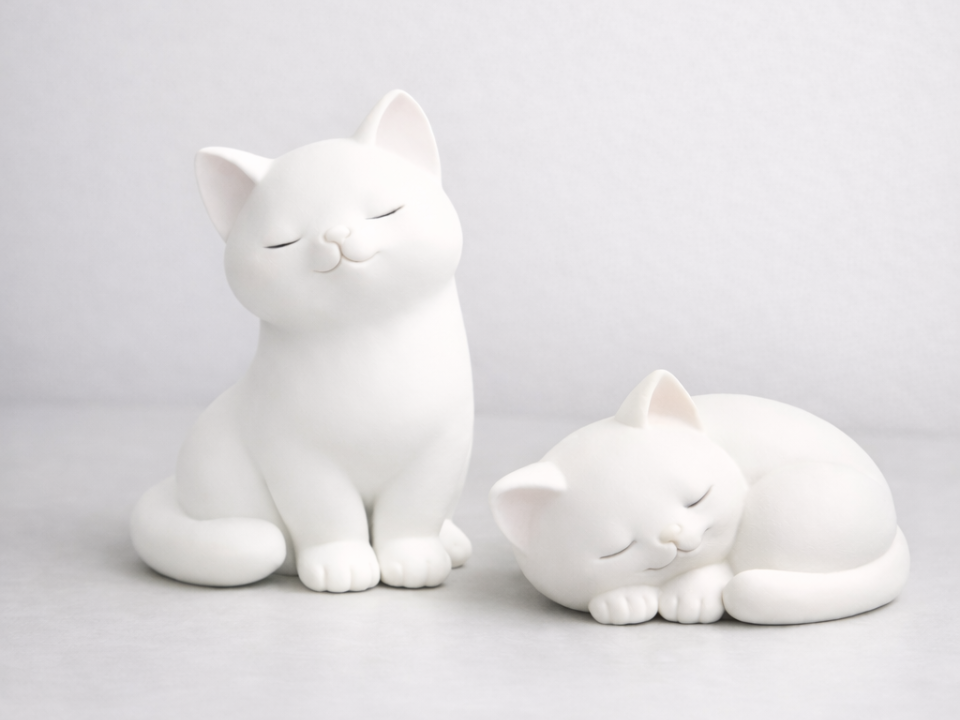 Dupla de Gatos Decoração: Elegância Minimalista e Afeto em cada Curva