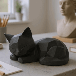Fofo Gatinho Low Poly Dormindo: A Arte Geométrica que Encanta