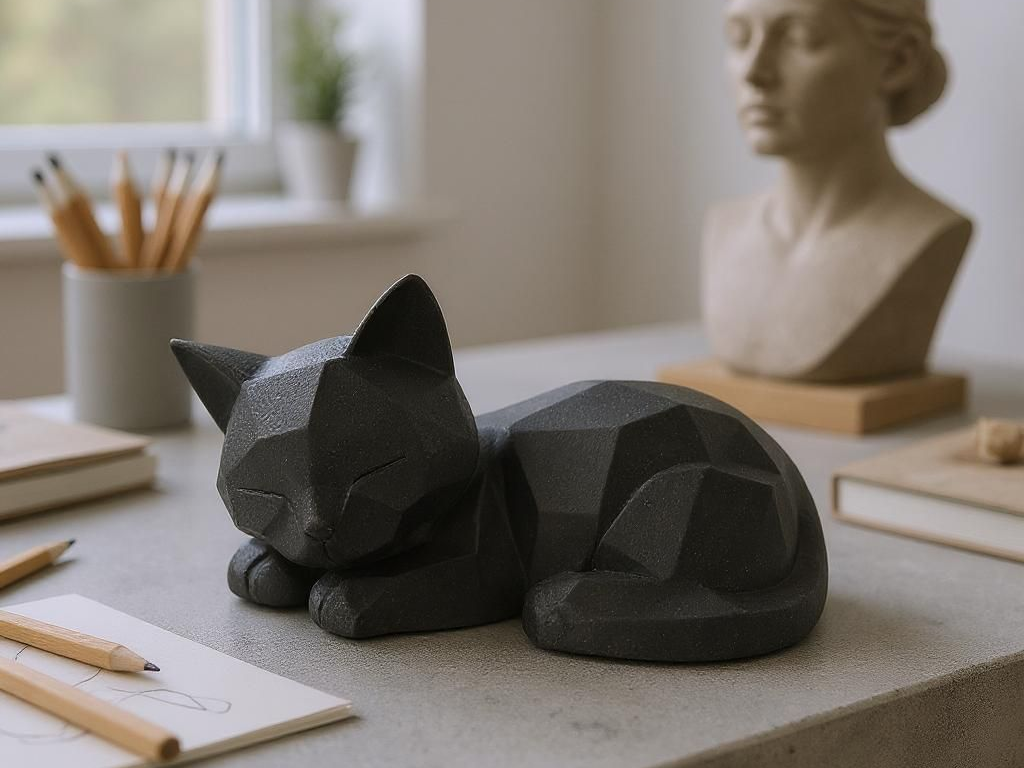 Fofo Gatinho Low Poly Dormindo: A Arte Geométrica que Encanta